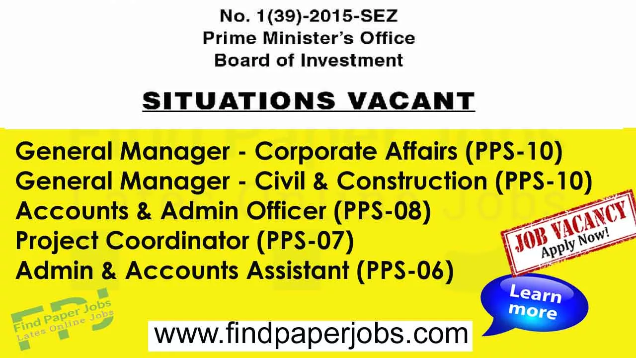 Board of Investment Islamabad Jobs 2023