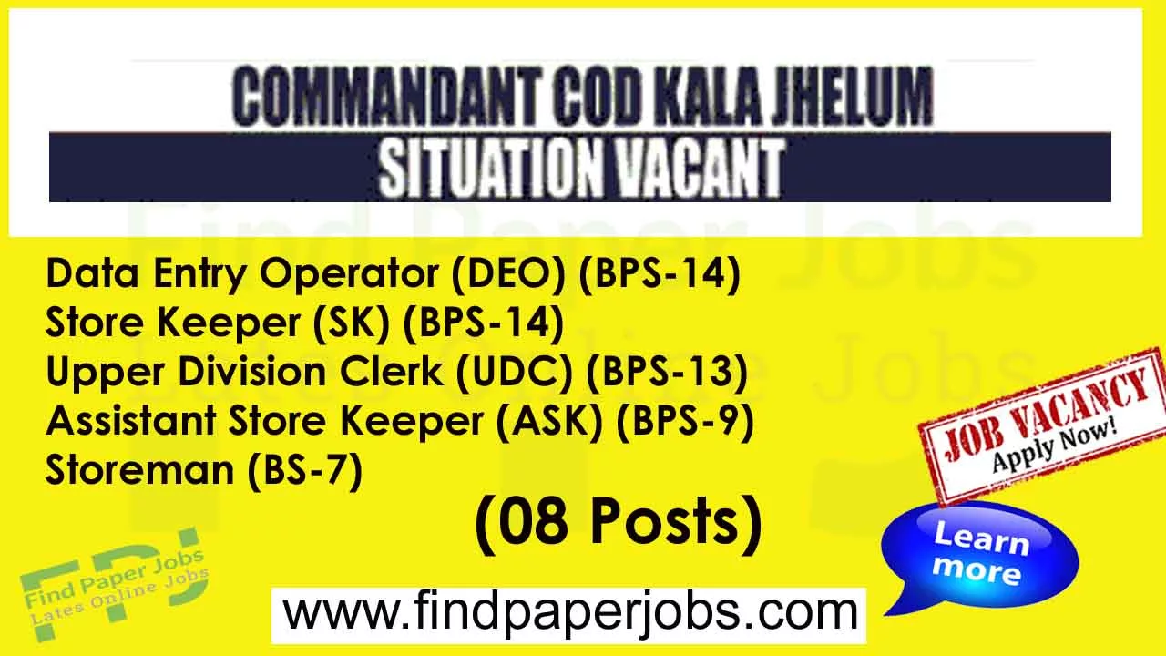 COD Kala Jhelum Jobs 2023