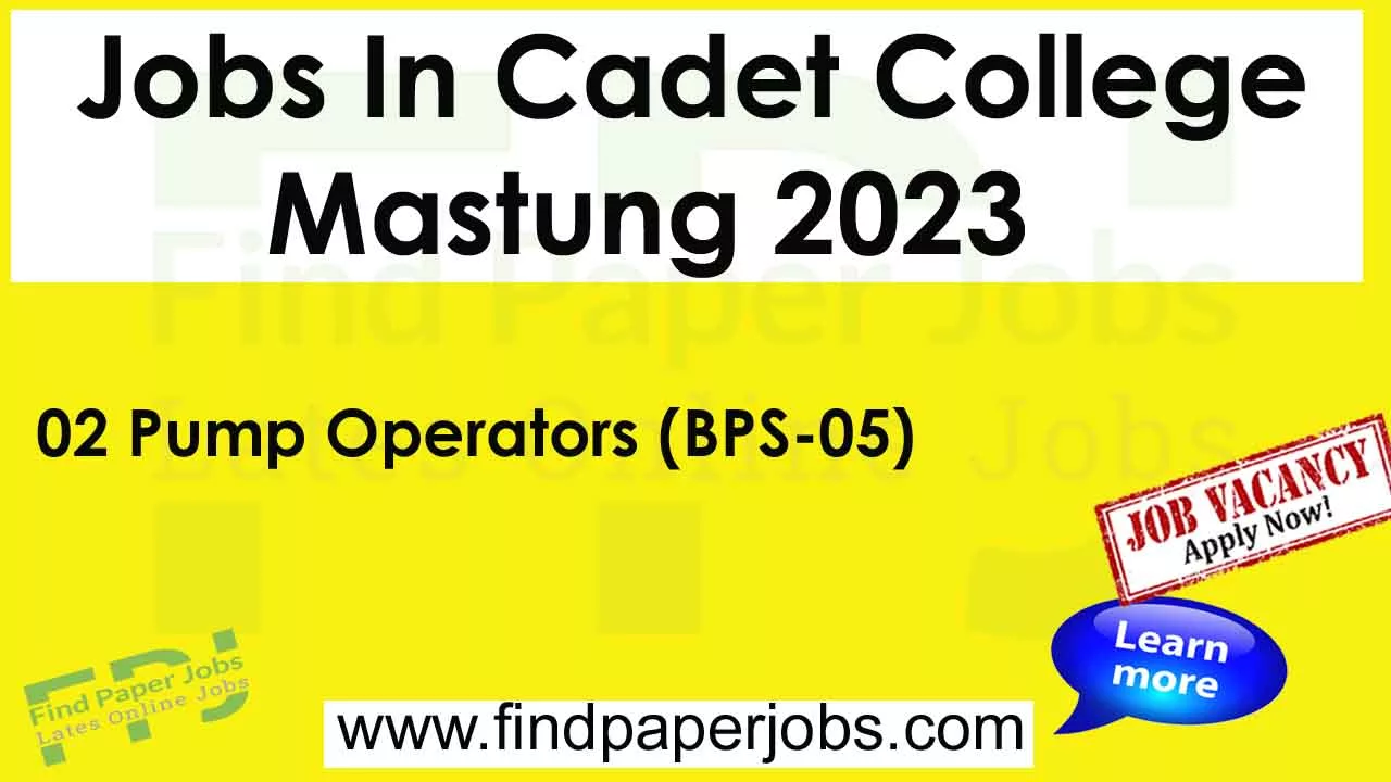 Cadet College Mastung Jobs 2023