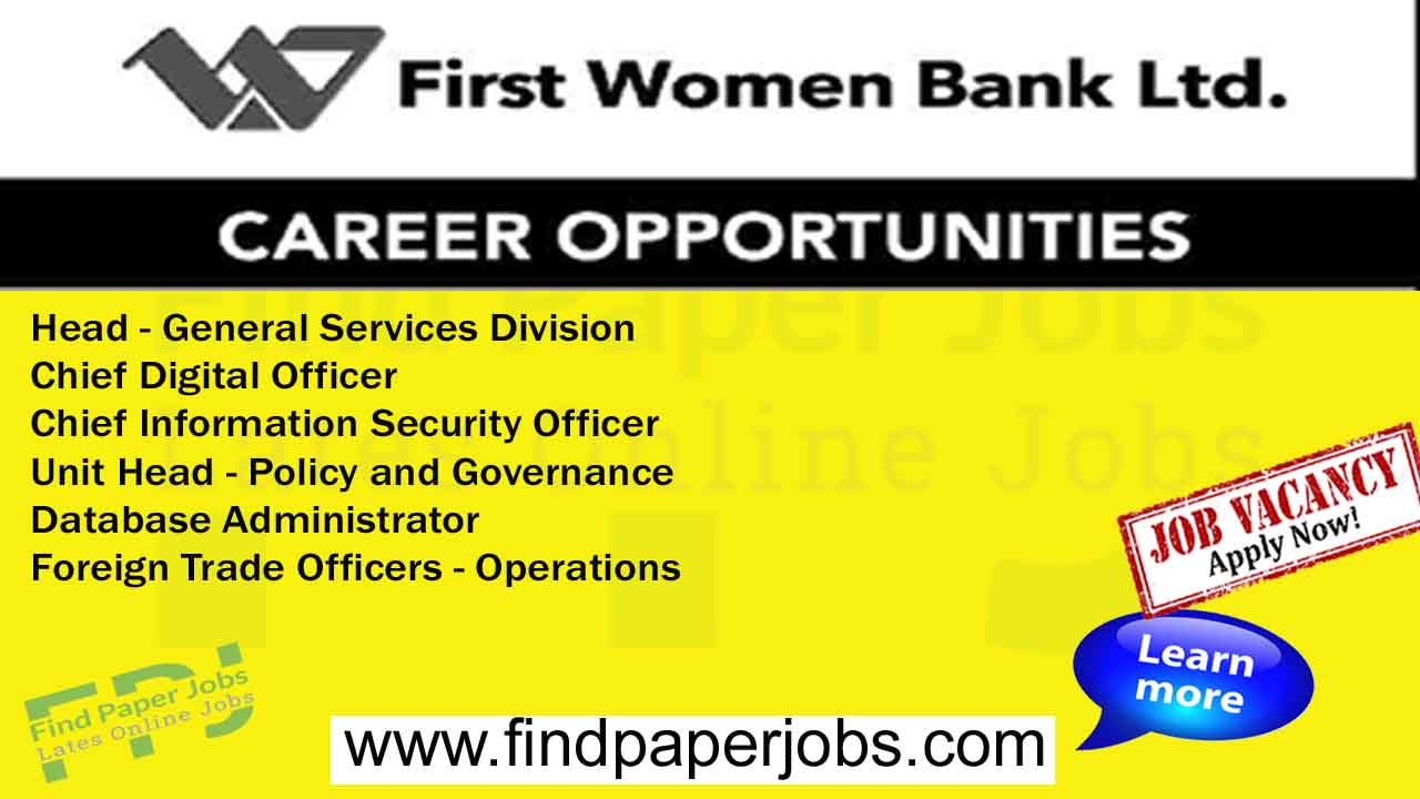 Jobs In FWBL October 2023 | First Women Bank LTD