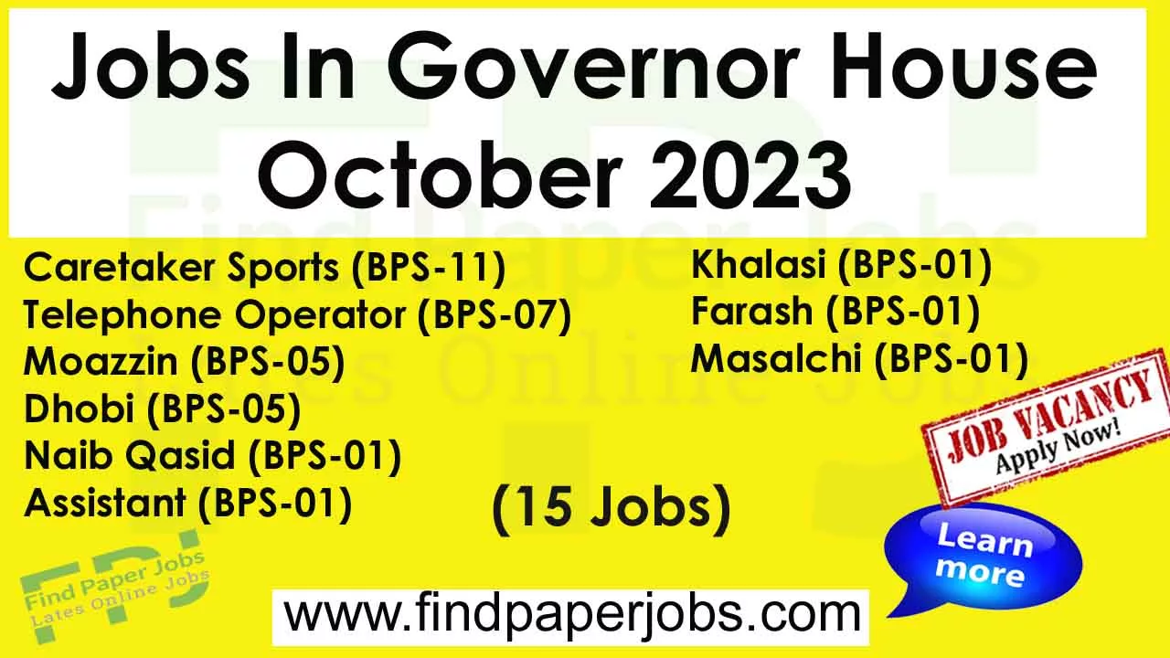Jobs In Governor House October 2023