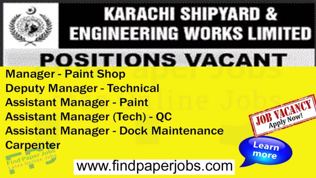 Karachi Shipyard and Engineering Works Jobs October 2023