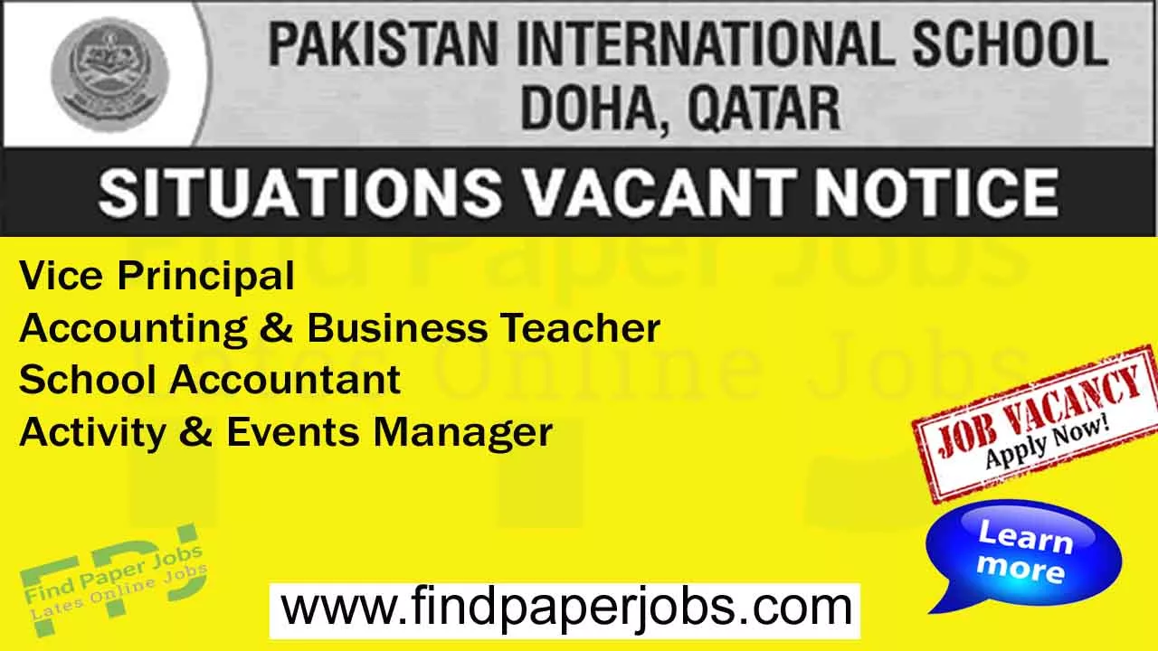 Pakistan International School Doha Qatar Jobs 2023