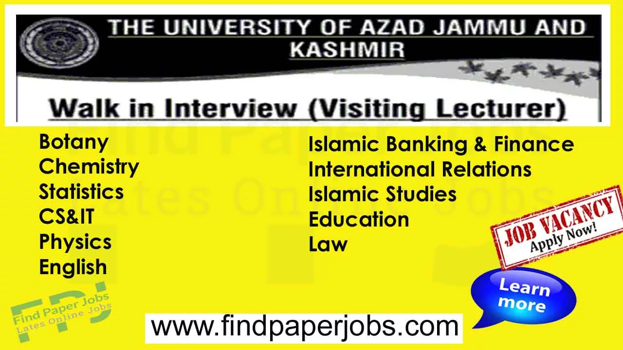 Jobs In University Of AJK 2023 | Azad Jammu Kashmir