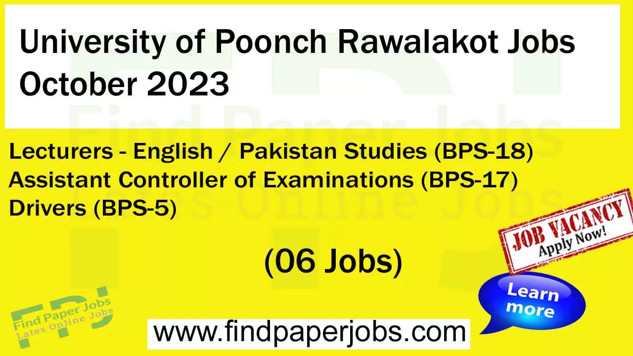 University of Poonch Rawalakot Jobs October 2023