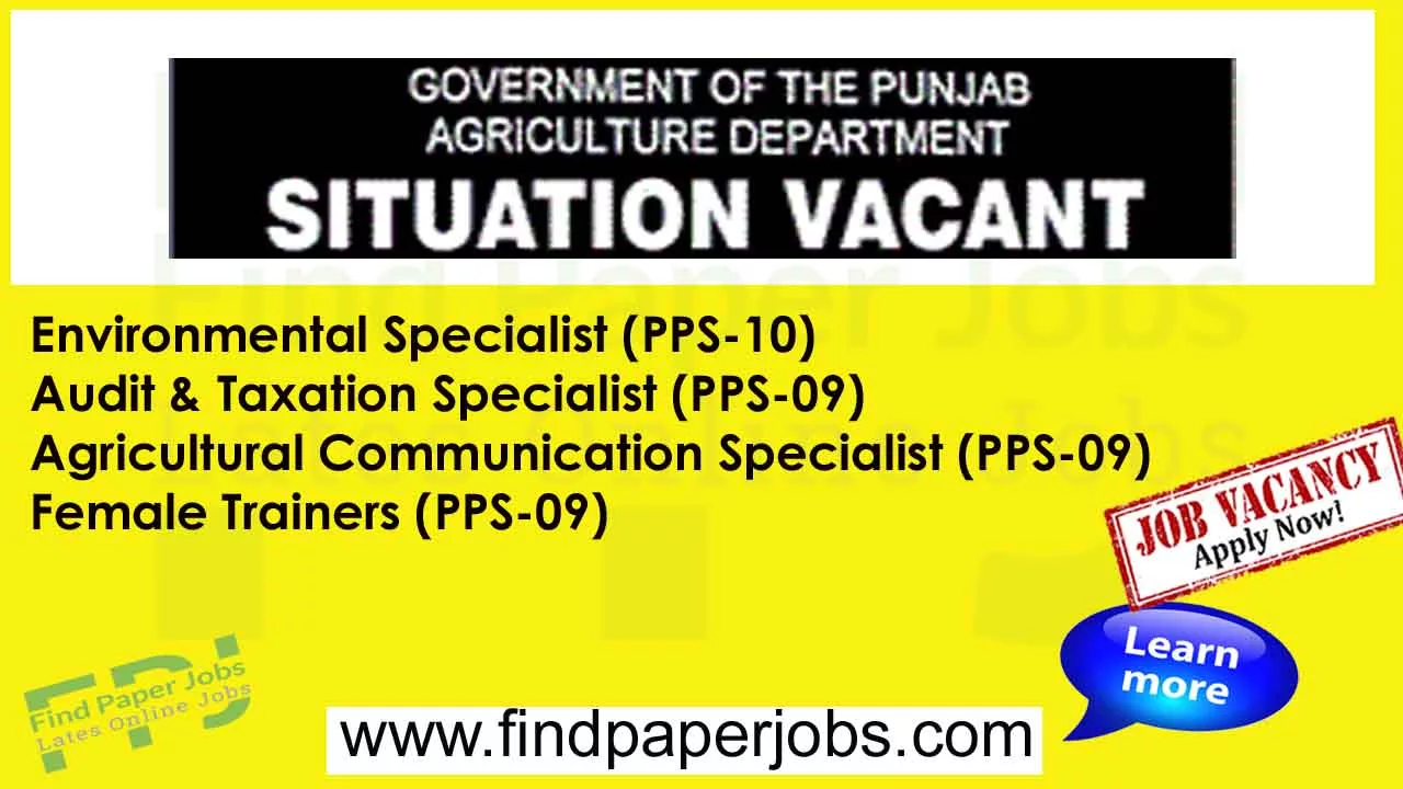 Jobs In Agriculture Department Punjab November 2023