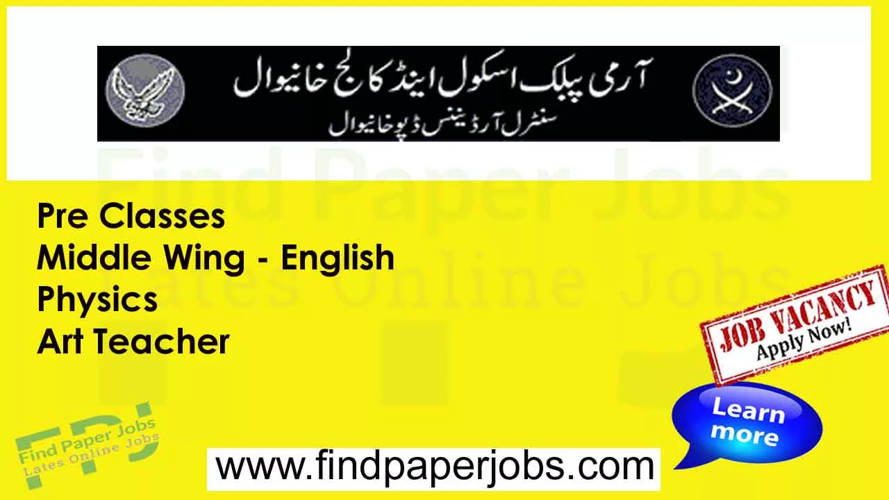 Army Public School And College Khanewal Jobs 2023