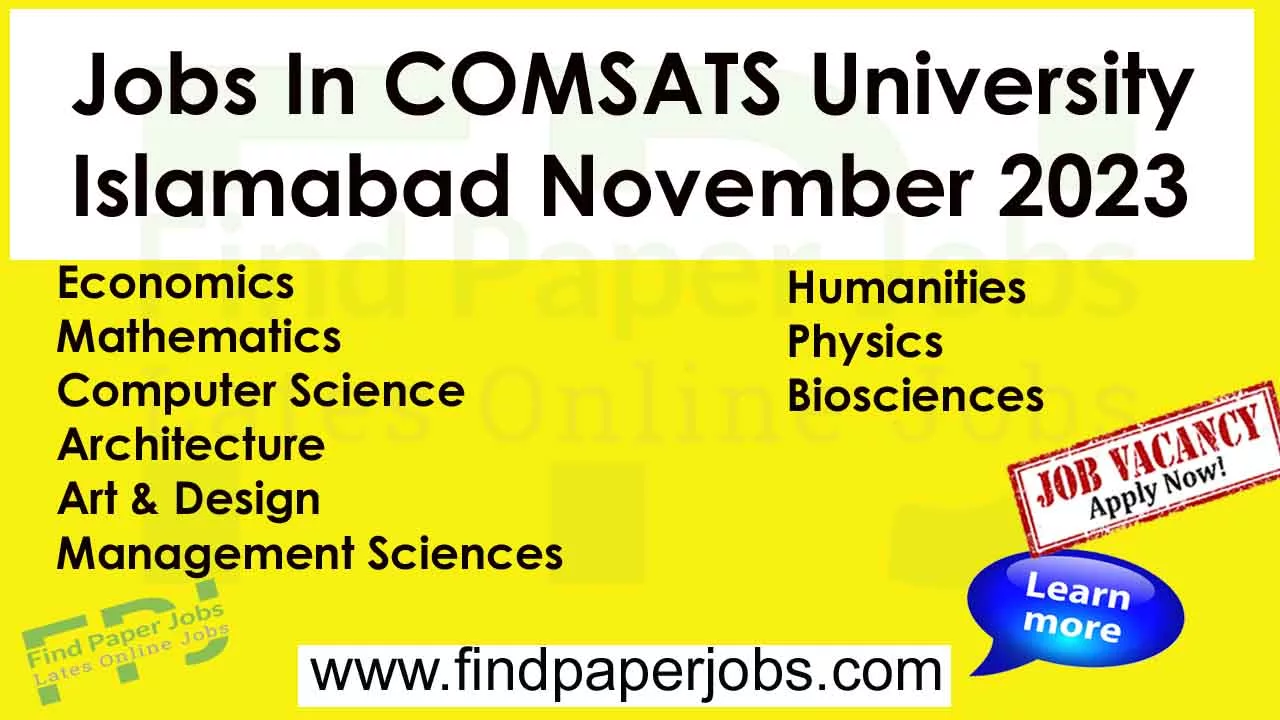 COMSATS University Islamabad Jobs November 2023