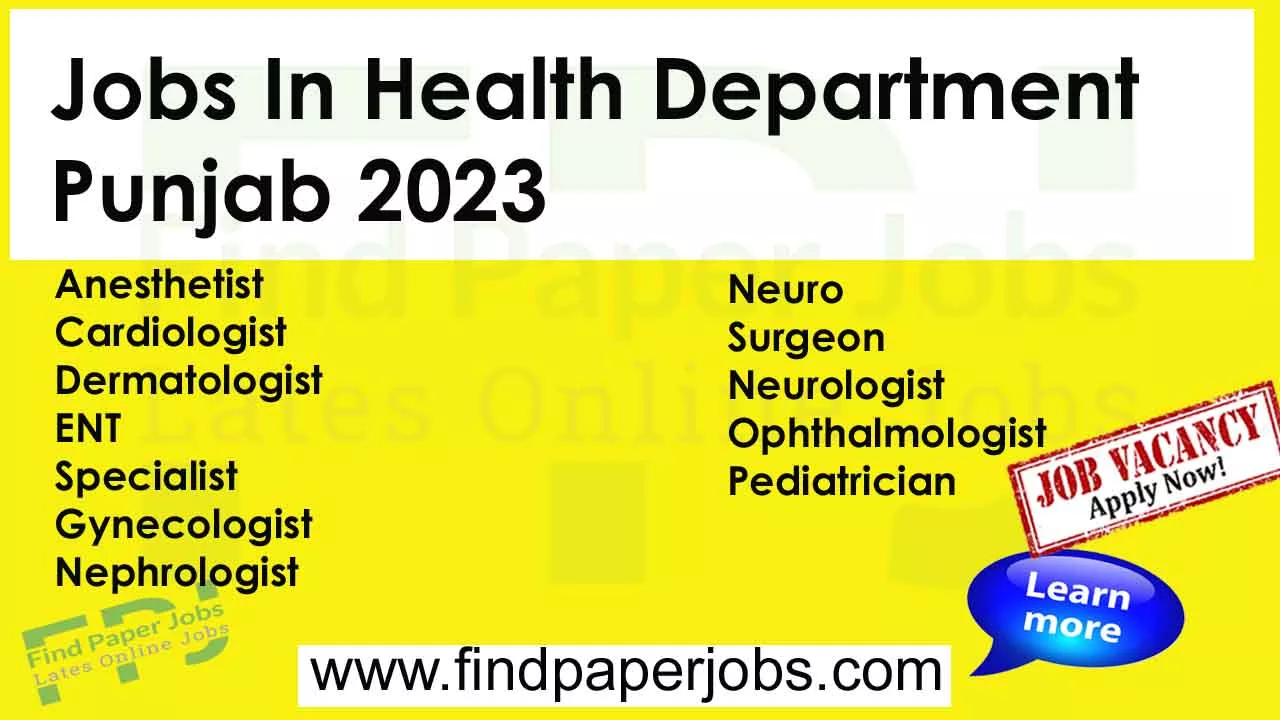 Jobs In Health Department Punjab 2023