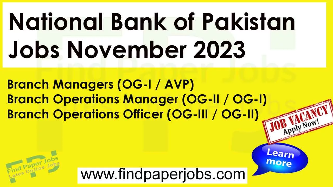 National Bank of Pakistan Jobs November 2023