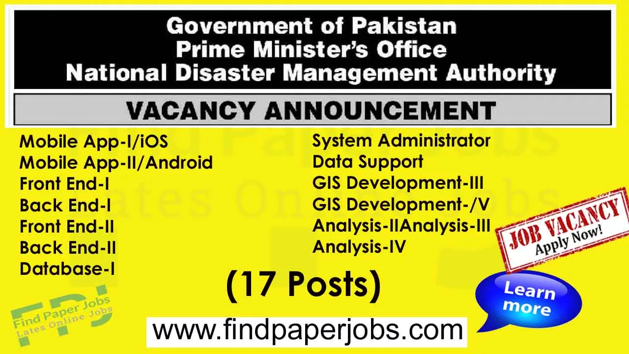 National Disaster Management Authority Islamabad Jobs 2023