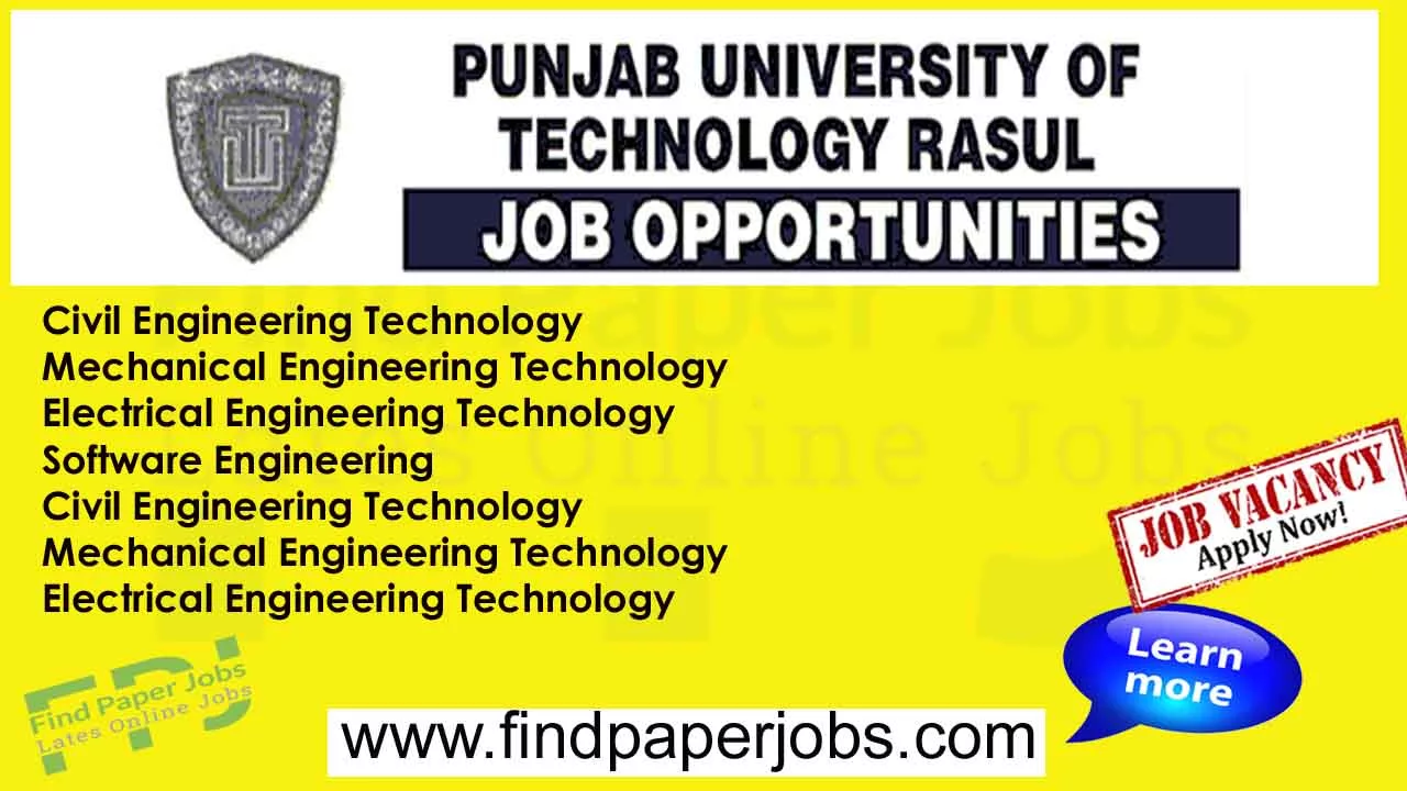Punjab University of Technology Rasul Jobs 2023