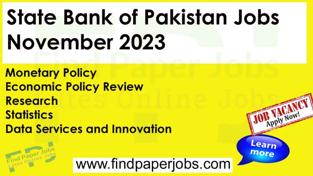State Bank of Pakistan Jobs November 2023