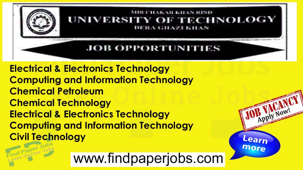 University of Technology Dera Ghazi Khan Jobs 2023