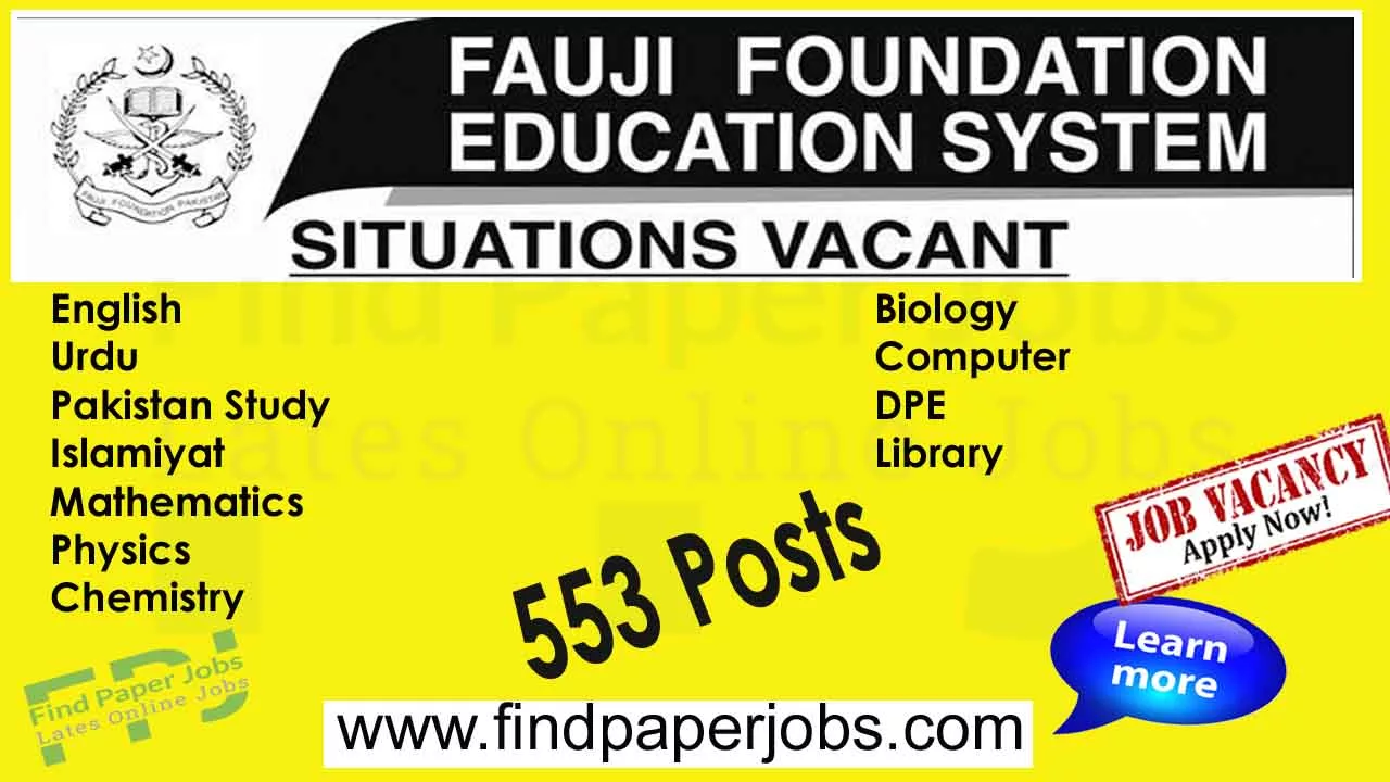 Fauji Foundation Education System Jobs 2023