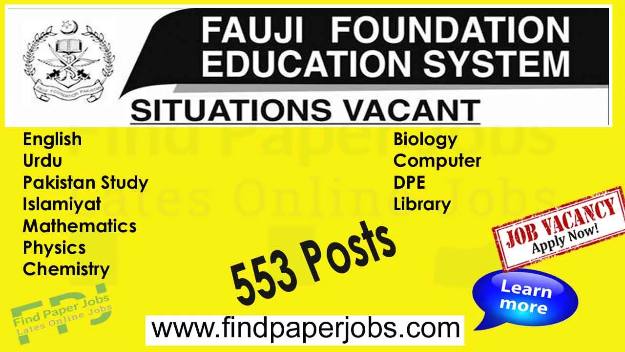 Jobs In Fauji Foundation Education System 2023