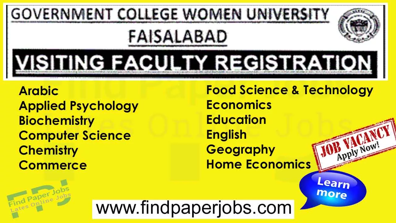 Government College Women University Faisalabad Jobs 2023