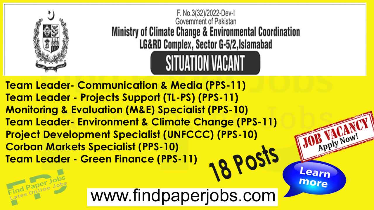 Ministry Of Climate Change Islamabad Jobs 2023