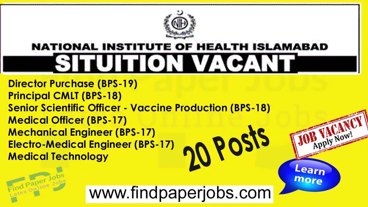 NIH Islamabad Jobs 2023