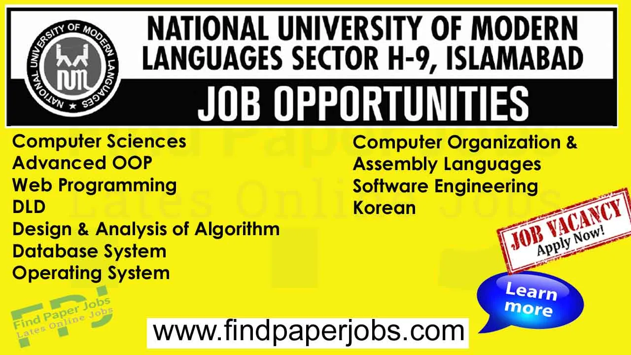 Jobs In NUML University 2023 | National University Of Modern Languages