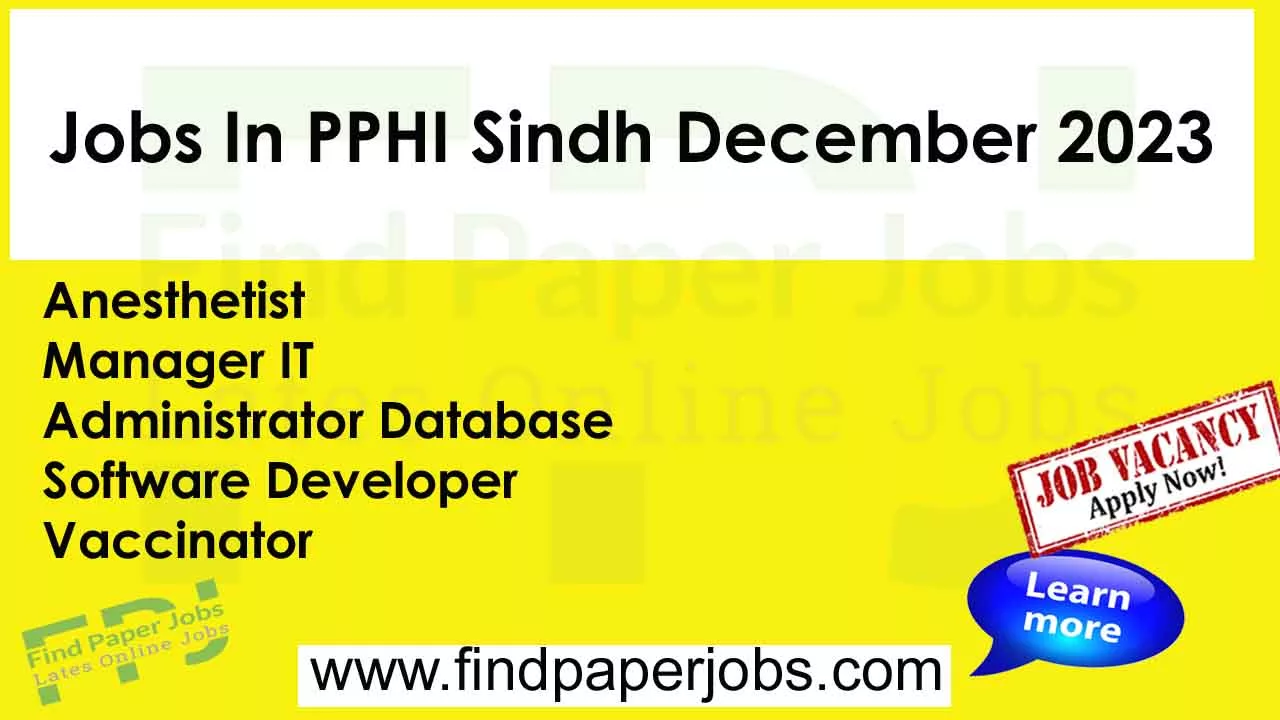 PPHI Sindh Jobs December 2023