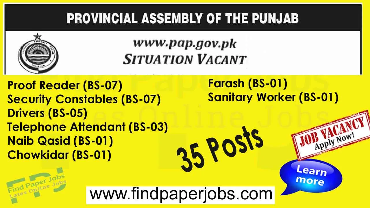 Punjab Assembly Jobs 2023 2024