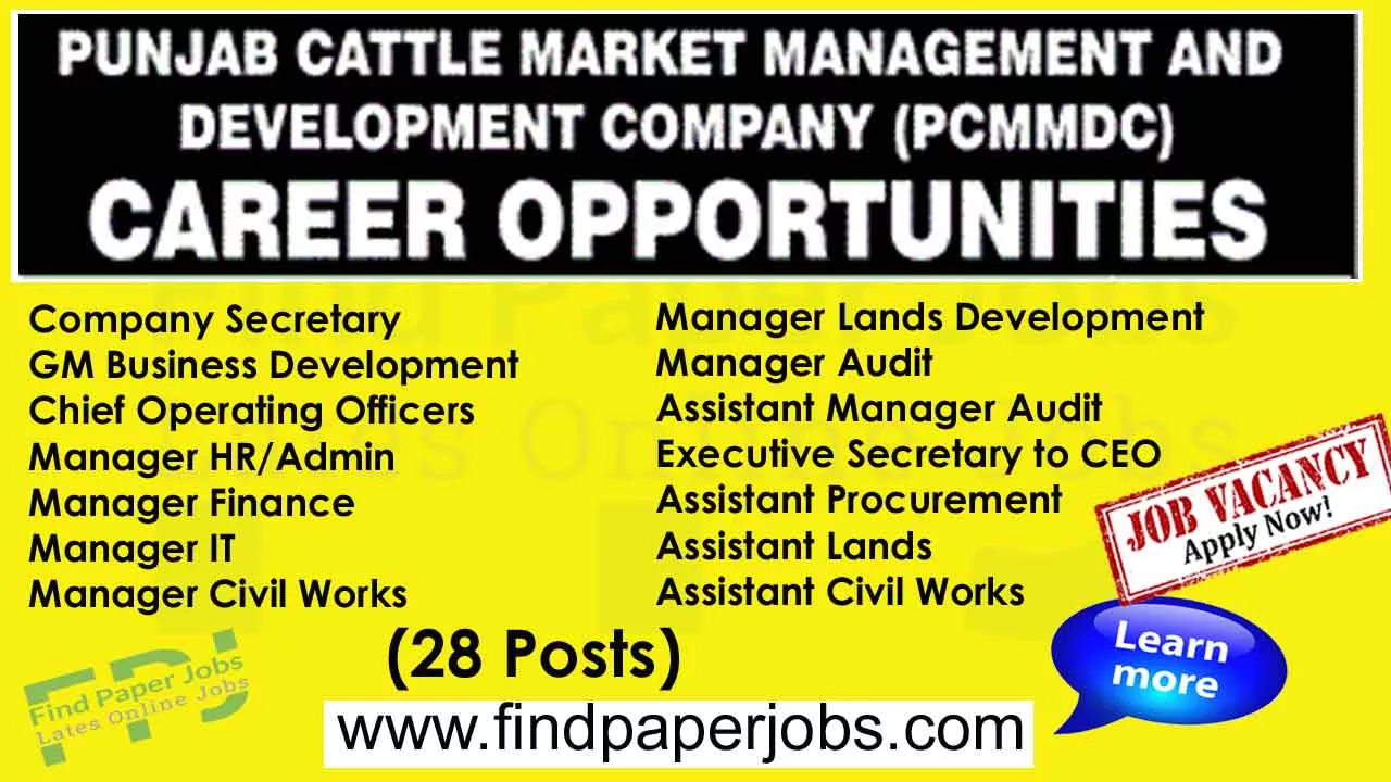 Punjab Cattle Market Management And Development Company Jobs 2023