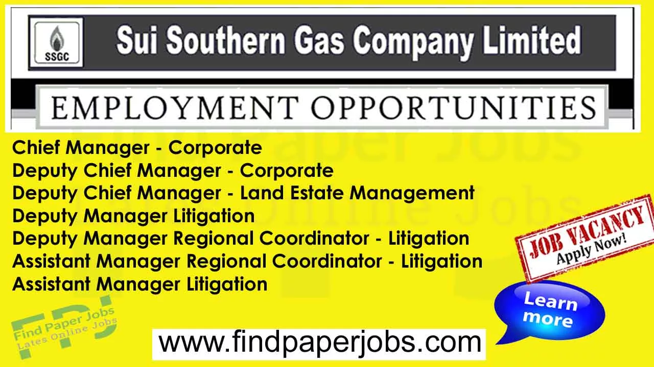 Jobs In SSGC December 2023 | Sui Southern Gas Company Limited