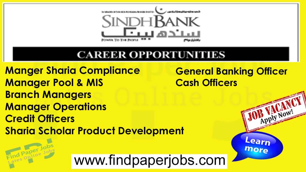 Sindh Bank Jobs 2023