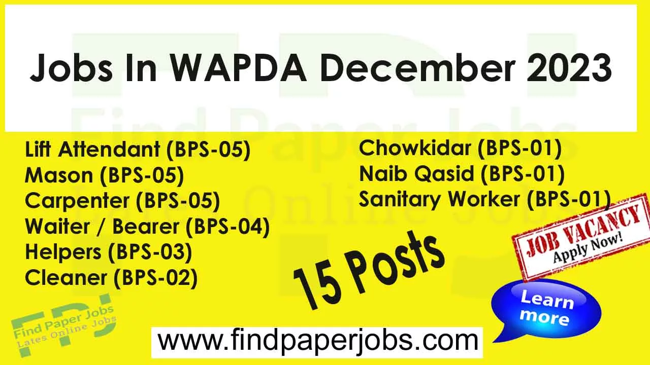 Jobs In WAPDA December 2023