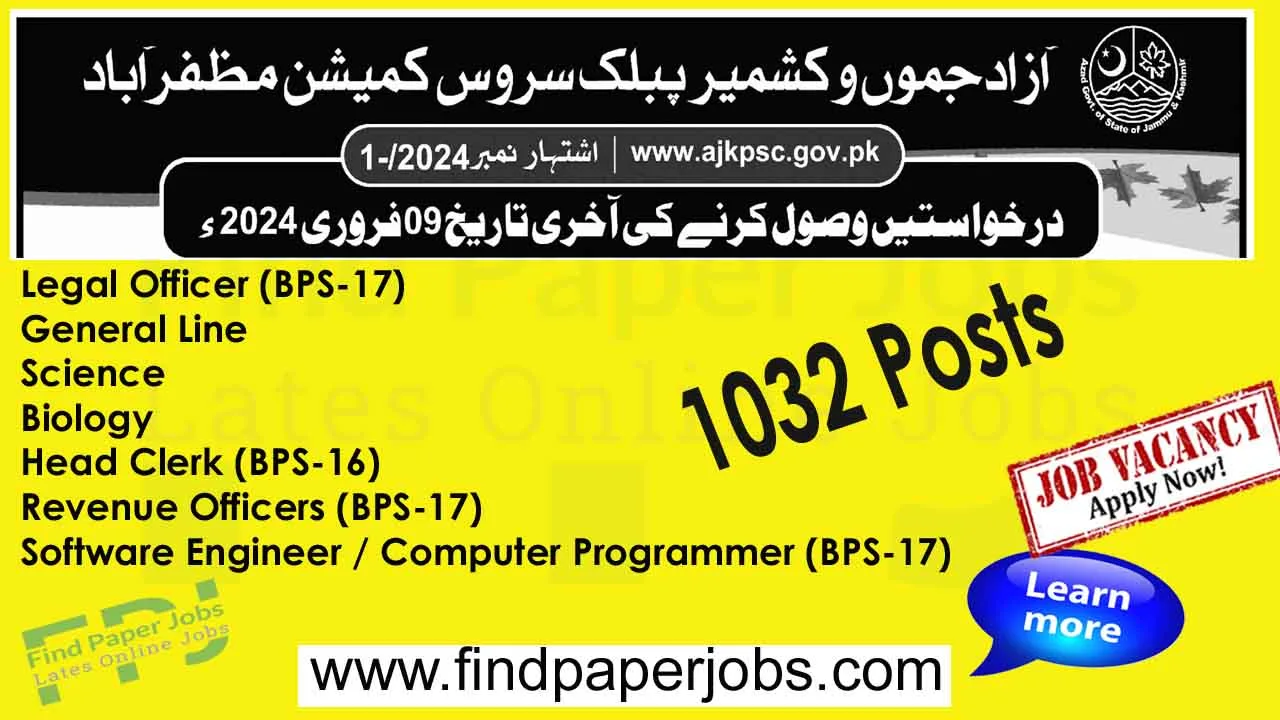 Jobs In AJKPSC 2024 | Azad Jammu and Kashmir Public Service Commission
