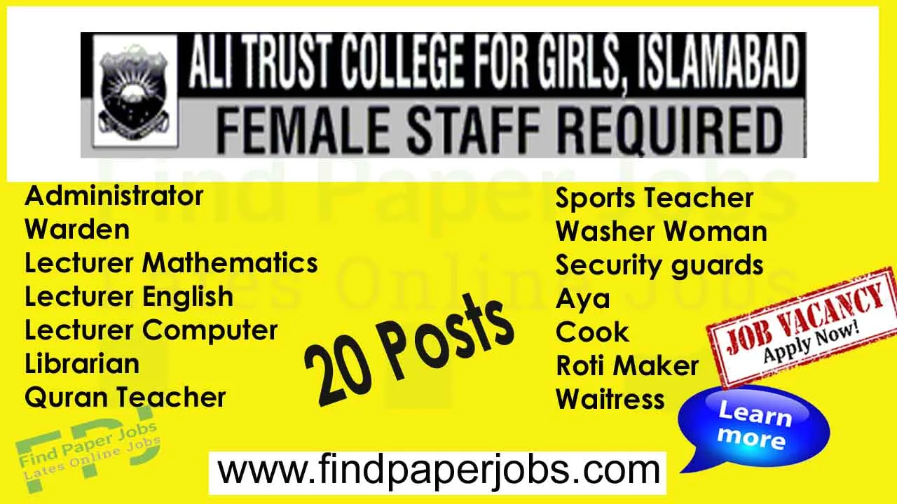 Jobs In Ali Trust College for Girls Islamabad 2024