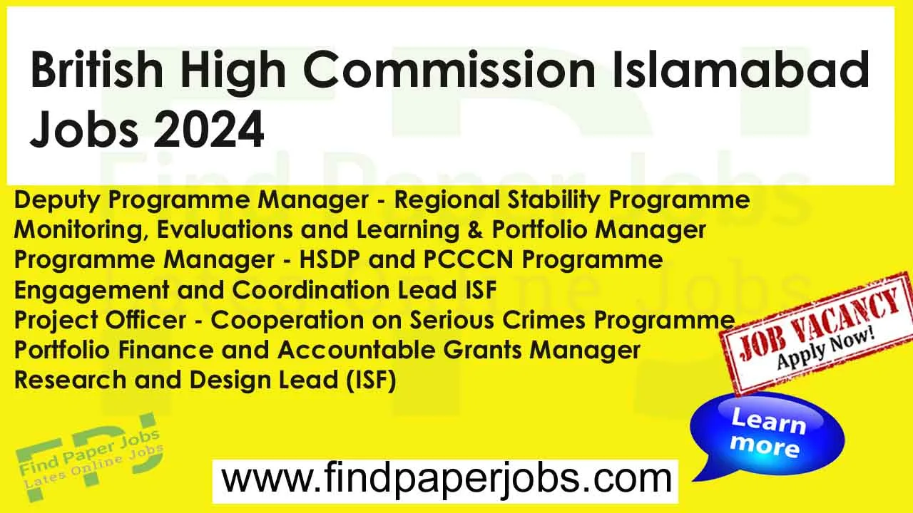 British High Commission Islamabad Jobs 2024