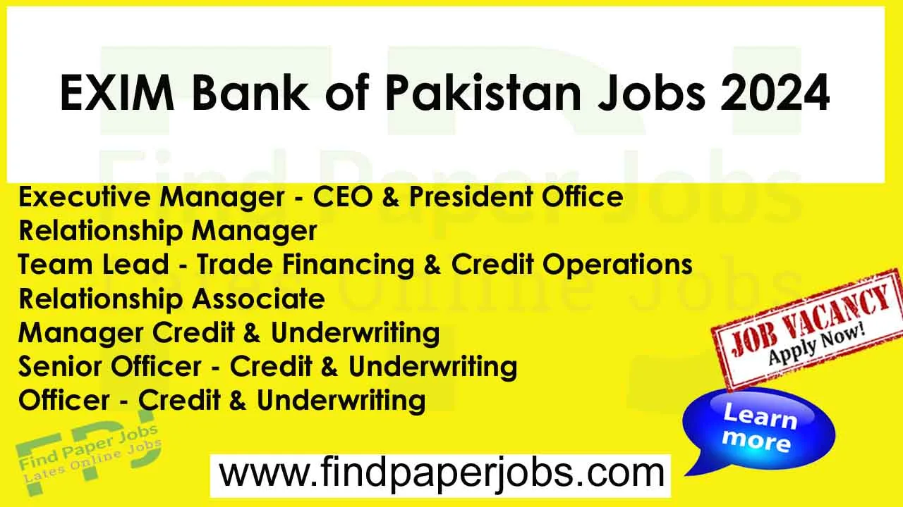 EXIM Bank of Pakistan Jobs 2024