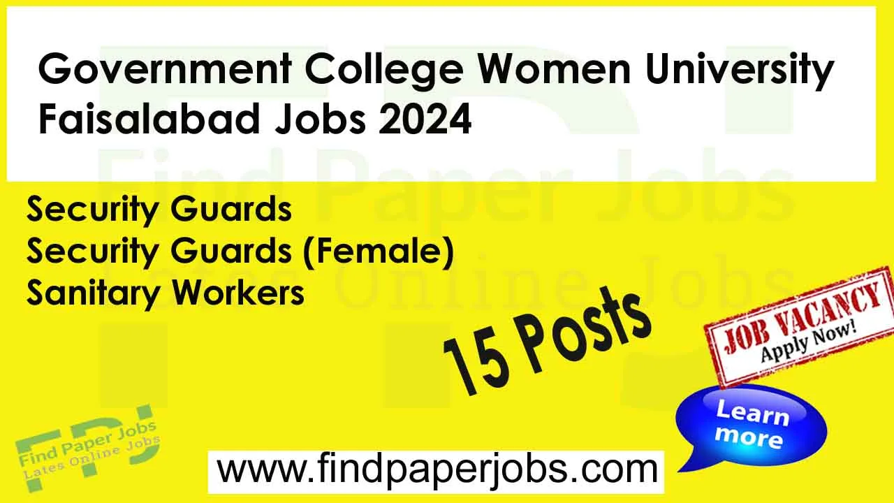 Government College Women University Faisalabad Jobs 2024