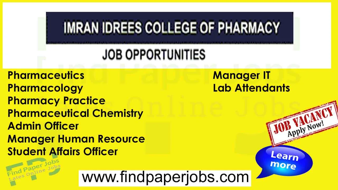 Imran Idrees College of Pharmacy Sialkot Jobs 2024