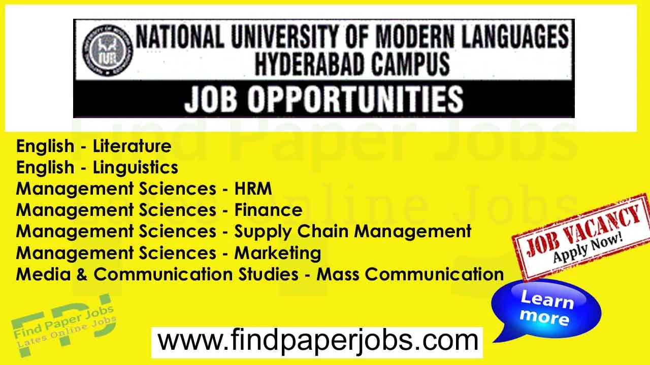 Jobs In NUML University Hyderabad 2024