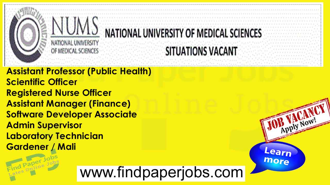 Jobs In NUMS University Rawalpindi 2024 | National University of Medical Sciences