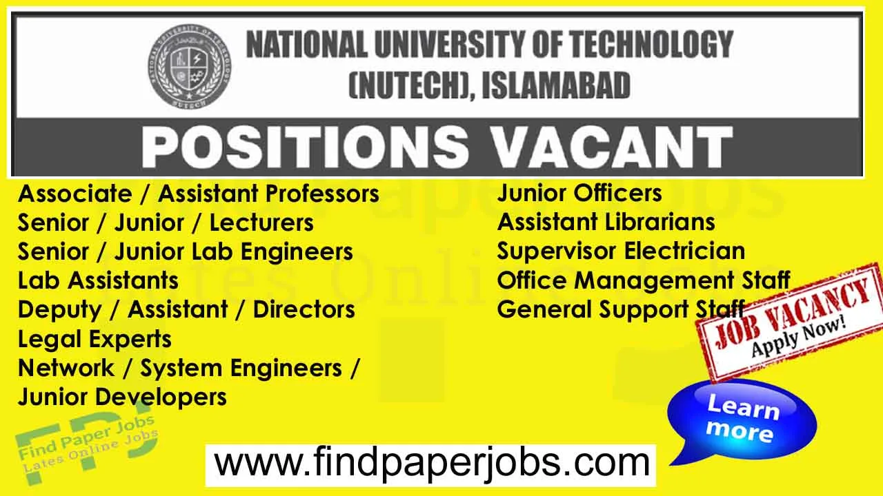 NUTECH University Islamabad Jobs 2024
