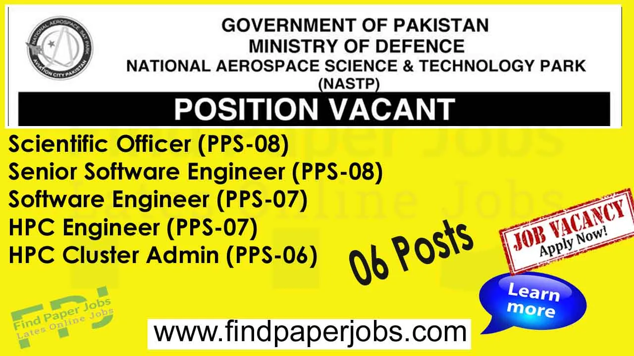 Jobs In National Aerospace Science and Technology Park Rawalpindi 2024