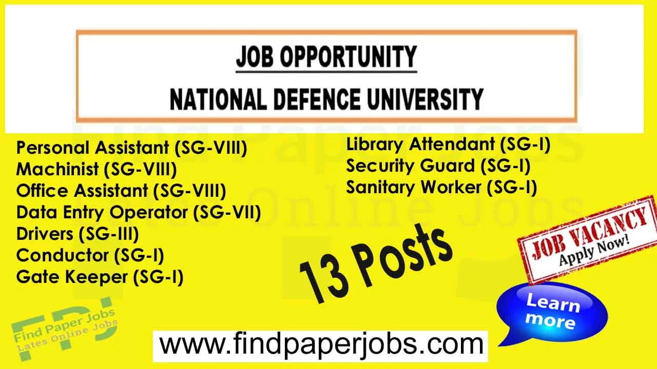 National Defence University Islamabad Jobs 2024