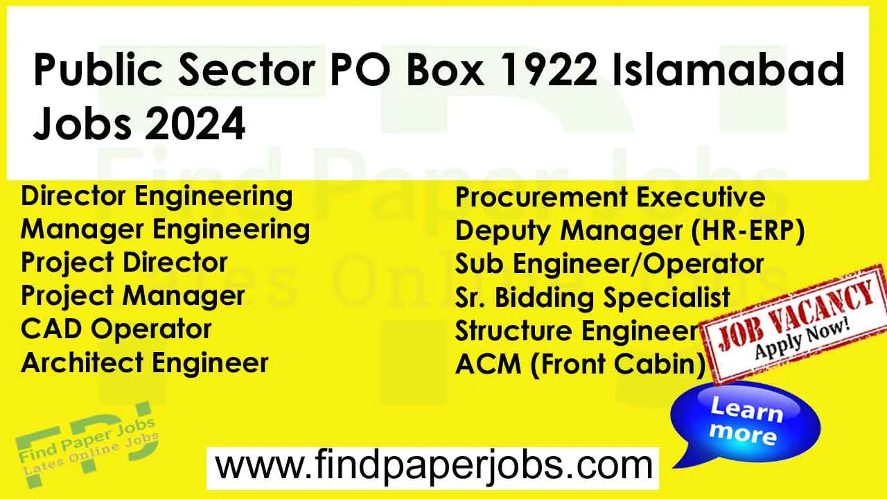 Public Sector PO Box 1922 Islamabad Jobs 2024