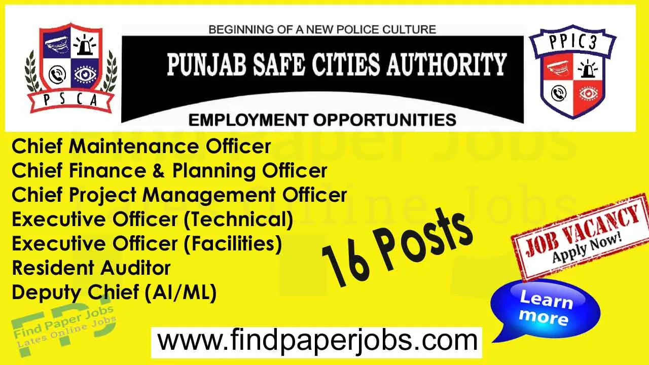 Jobs In Punjab Safe City Authority 2024
