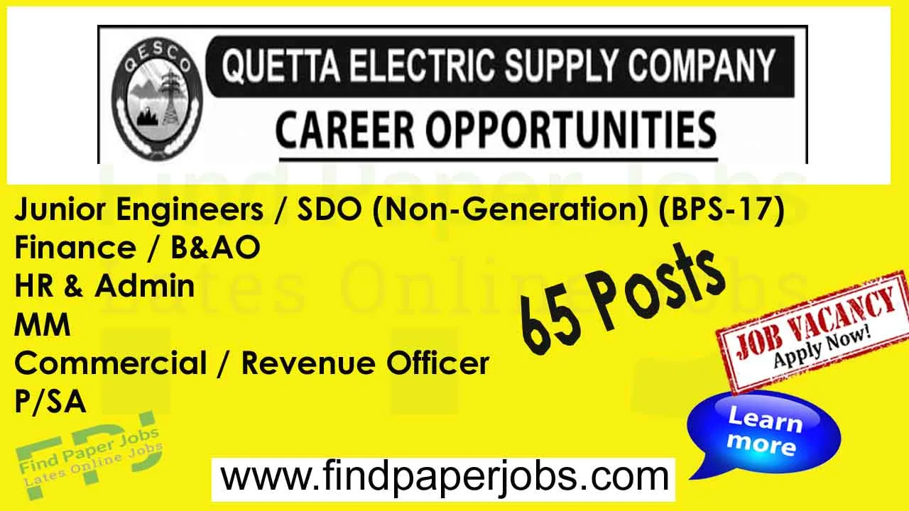 Quetta Electric Supply Company Jobs 2024