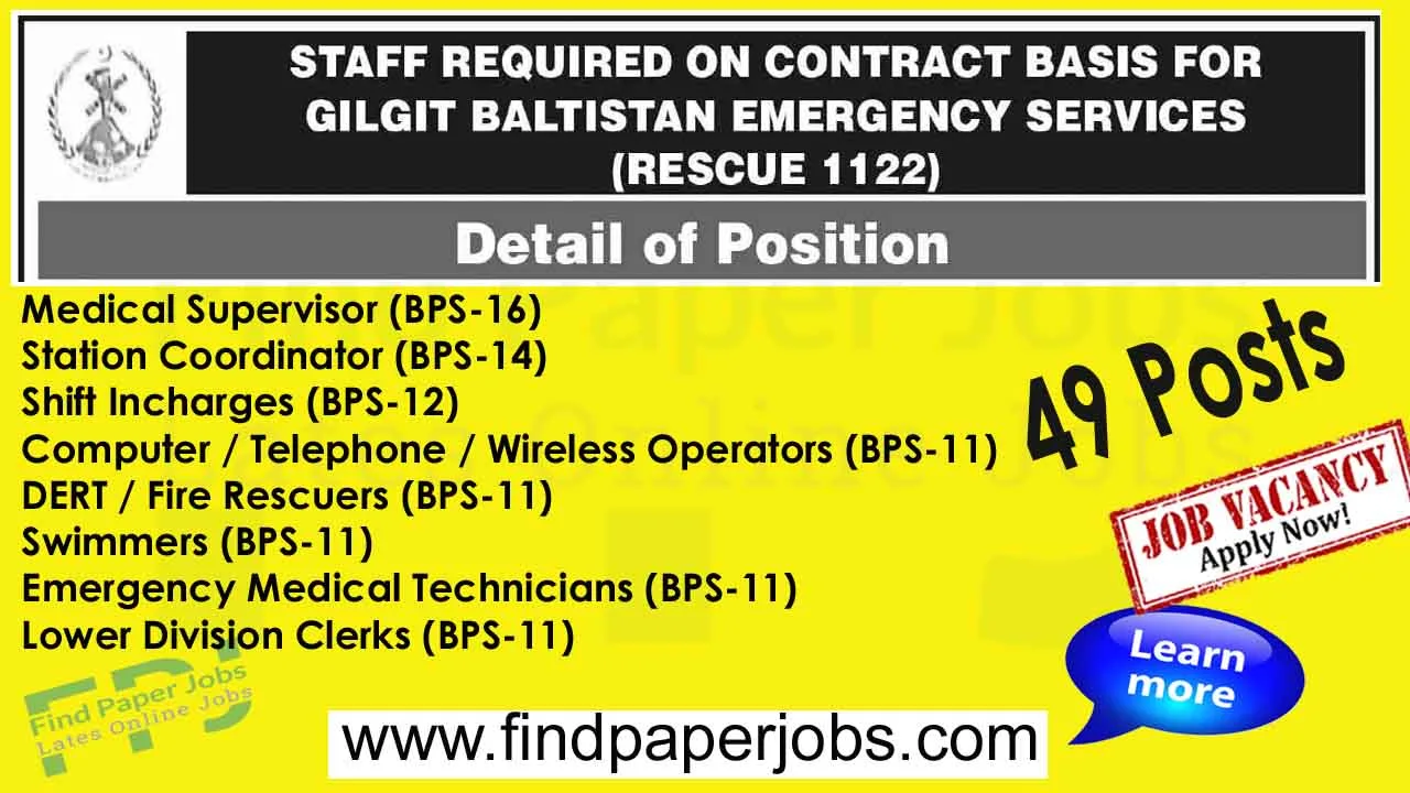 Rescue 1122 Gilgit Baltistan Jobs 2024
