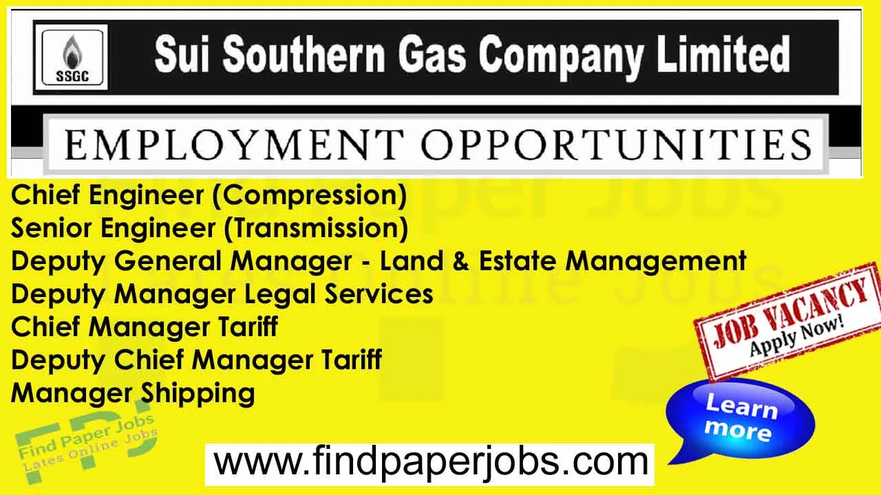 Jobs In SSGC 2024 | Sui Southern Gas Company Limited