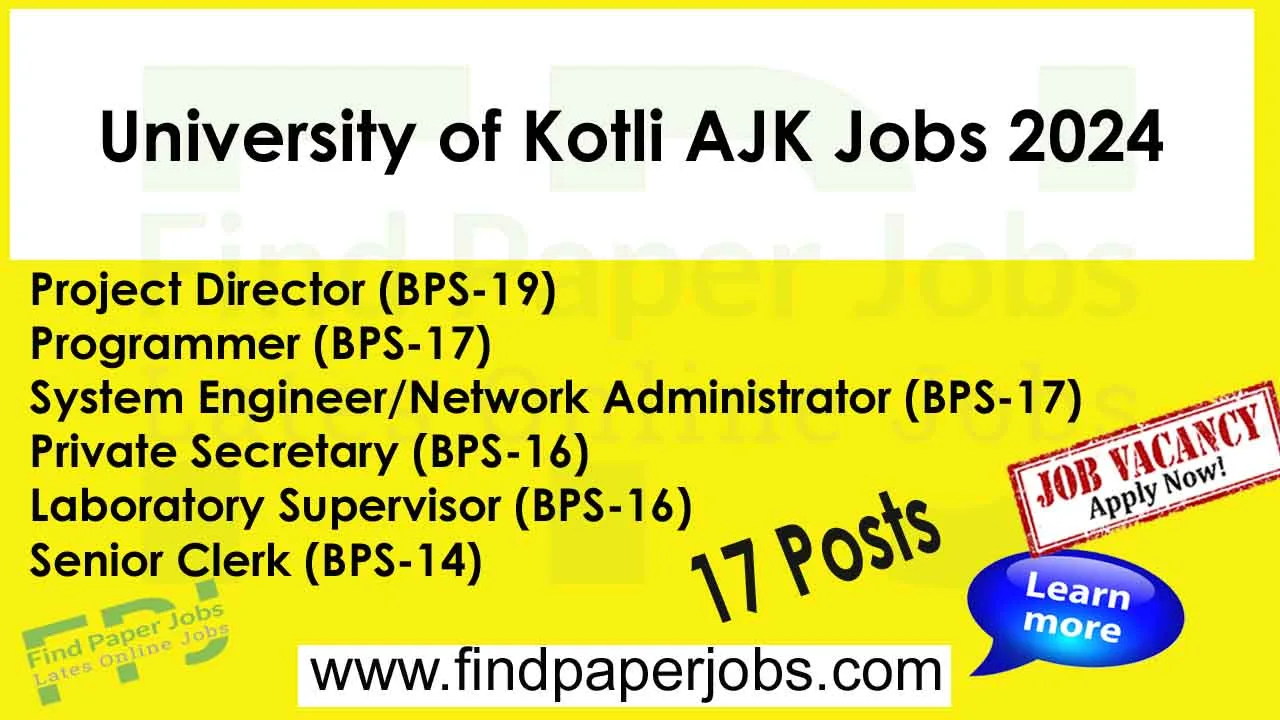 University of Kotli AJK Jobs 2024