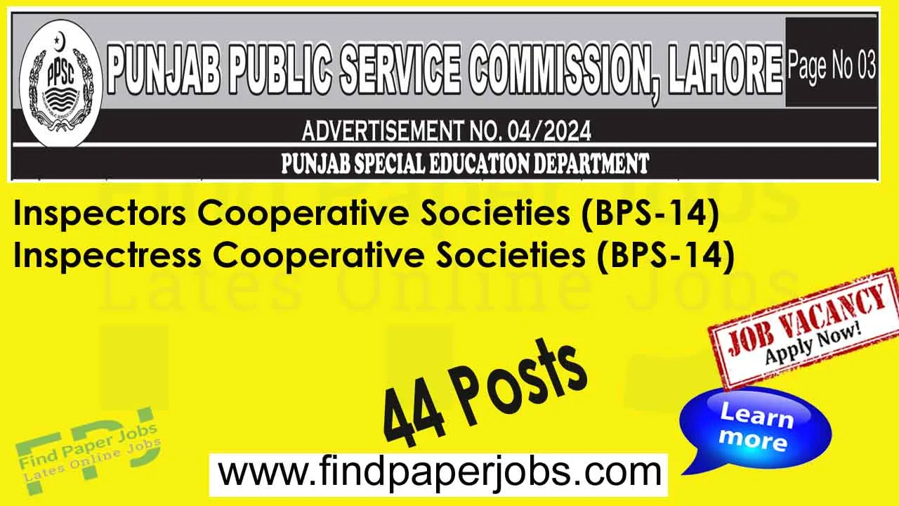 Cooperatives Department Punjab Jobs 2024