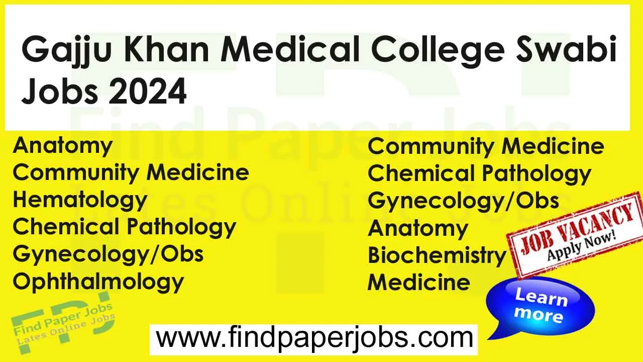 Gajju Khan Medical College Swabi Jobs 2024