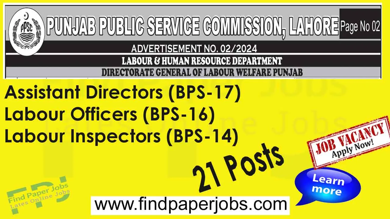 Labour and Human Resource Department Punjab Jobs 2024